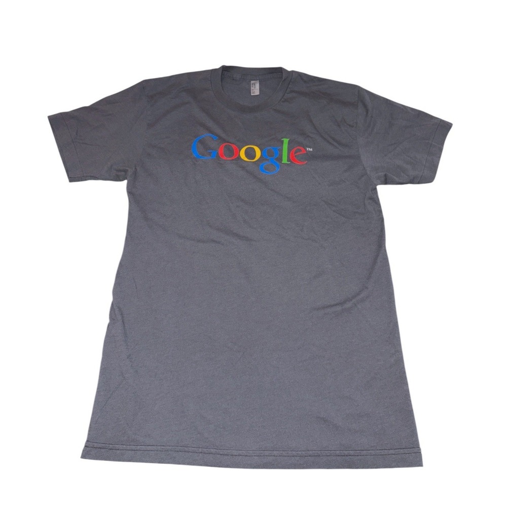 Vintage Google Tee T Shirt Womens Medium Gray Y2K American Apparel Single Stitch